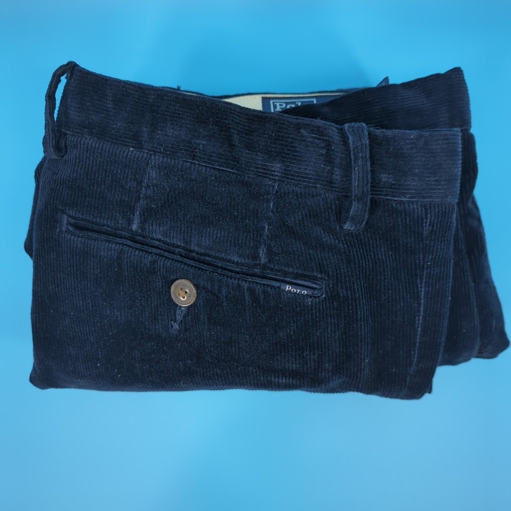 Polo Ralph Lauren Mens Slim Fit Navy Blue Corduroy Pants 36x32 Stretch Trousers